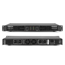 Vonyx VDA500 PA Amplifier 1U Rack Mount 2x250W DJ Sound System Power