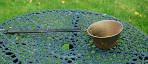 Vintage brass pan - with, long
