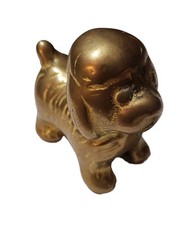 Vintage Solid Brass Miniature Dog Figurine Poodle Bichon Frise Puppy MCM Decor 