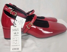 M&S Shoes Red Patent Mary Jane