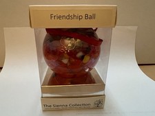 Sienna Glass Friendship Heart Hanging Ornament 8cm Orange And Red 