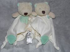 Mothercare bear comfortersoft toy TWO cream teddy blankie soother