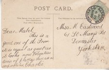 EDVII Postcard: Towyn Railway Sorting Office, Merioneth to Doncaster, 9 Aug 1906