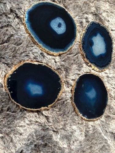 Blue agate 24ct gold - agate, edge