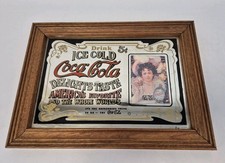 Vintage Framed Coca -Cola Advertising Bar Mirror Wood Frame 14x10"