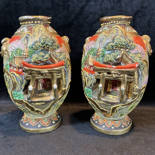 Pair antique satsuma vases - pair,