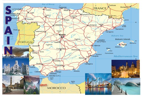 Spain map poster wall chart - spain,