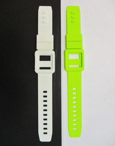 Green white silicone watch - green,