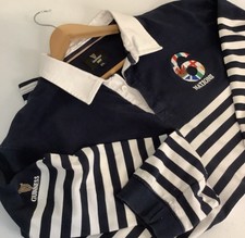 Guinness Polo Rugby Shirt Mens 2XL 6 Nations Long Sleeve Striped Blue