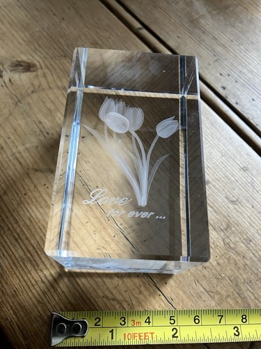 Laser etched glass paperweight - laser,