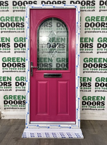 Pink composite front door - door, grp