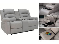 2 Seater Grey Leather Power