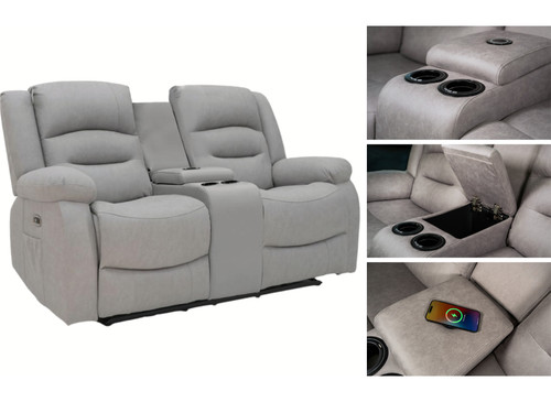 Saxon power recliner - sofa, grey