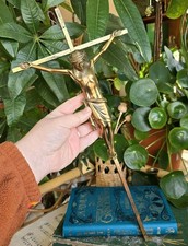 Vintage Brass? Crucifix Cross Inri Wall Hung Christianity 45 Cm