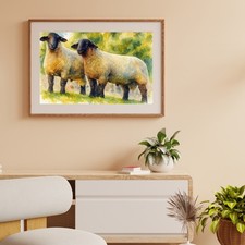 Suffolk Sheep Watercolour