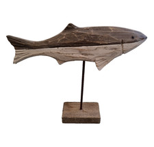 Wood Fish Ornament Home Decor Art Coast Beach Sea Ocean Boho Coastal Mermaid