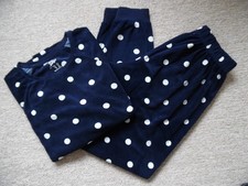LADIES WINTER PYJAMAS, SIZE 10 / 12. NAVY / WHITE SPOTS."LOVE TO LOUNGE" G.C.