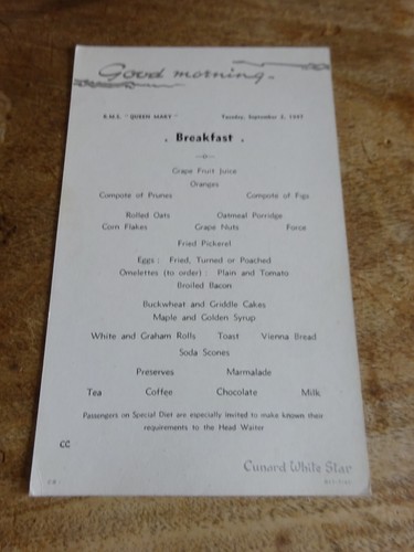 Rms queen mary breakfast - rms,