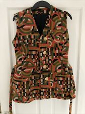Vintage Cojana 60s 70s Weave Mod WAISTCOAT Chunky Lion Buttons Size 10-12