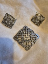 Liberty Pewter Art Deco Brooch and Earrings Set