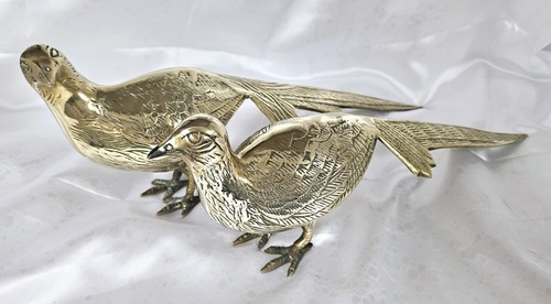Pair brass pheasants - a,