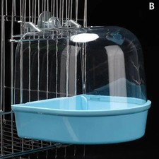 1xBird Water Bath Tub For Pet Cage Hanging Bowl Parrots Parakeet Birdbath Supply