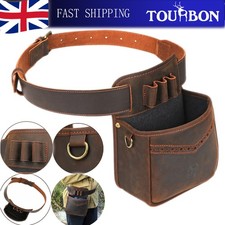TOURBON Leather Skeet Trap Clay Shell Pouch 12GA Shotgun Cartridge Waist Bag