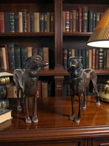 Antique pair bronze - pair, dogs