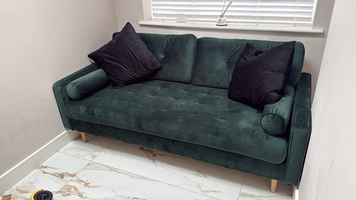 Green velvet tufted sofa - tufted, 160