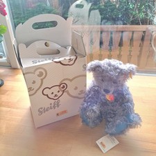 STEIFF Teddybar 30 TEDDYBEAR 675324 22cm JOINTED, blue  WITH TAGS & BOX.