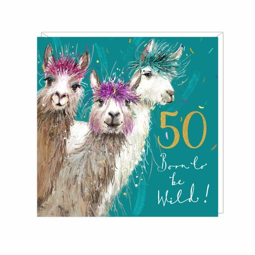 50th birthday card alpaca - birthday,