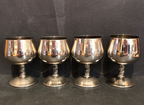 Silver plated wine goblets - silver,