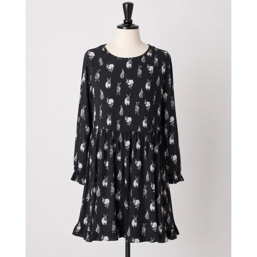 George black rabbit print - black, long