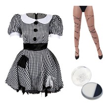LADIES BROKEN DOLL COSTUME ADULTS SCARY HALLOWEEN HORROR FANCY DRESS OUTFIT
