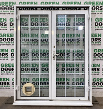 FRENCH DOORS ALUMINIUM METAL WHITE CATFLAP GEORGIAN BARS HERITAGE STYLE EXTERNAL
