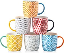 Set of 6 10 oz Mugs Multicolor