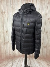 Lyle & Scott Large Mens Puffer Jacket Padded Coat Black Gold Eagle Casuals Mod