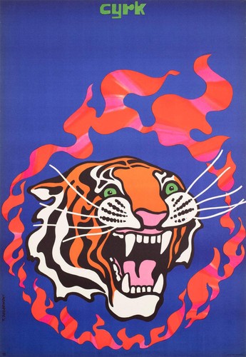 Cyrk fire tiger 1970 polish - fire,
