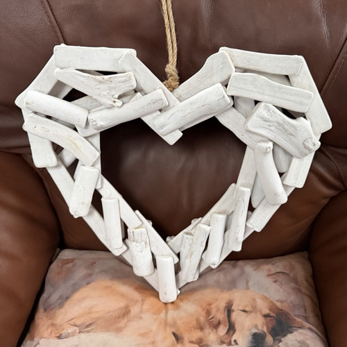 Driftwood wooden heart wall - wooden,