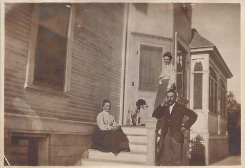 Antique man women standing - man,