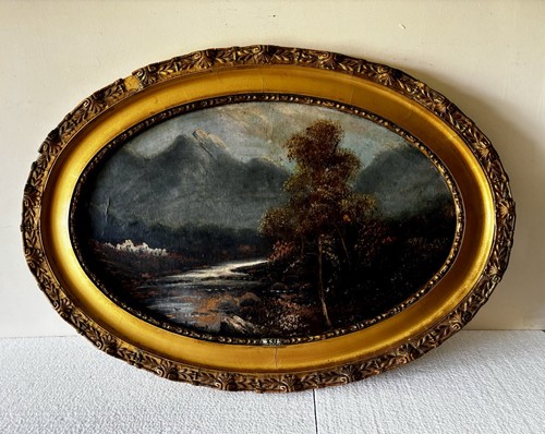 Large antique oval oil