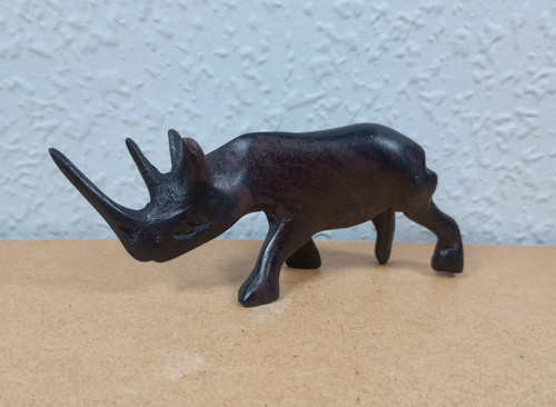 Vintage carved wooden rhino - vintage,