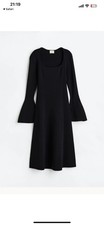 H&M Fine Knit Midi Dress Black Brand New 