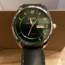 Seiko SNKN69 Recraft Men's Automatic Green Dial Leather Strap Watch