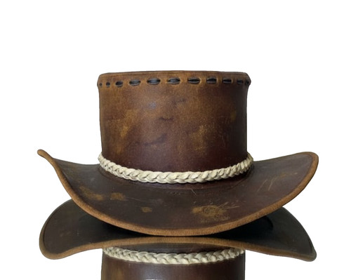 Men real leather top hat - real,