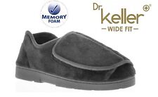 MENS GREY EXTRA WIDE OPENING WIDE FIT ORTHOPAEDIC DIABETIC SLIPPERS UK SIZE 7-12