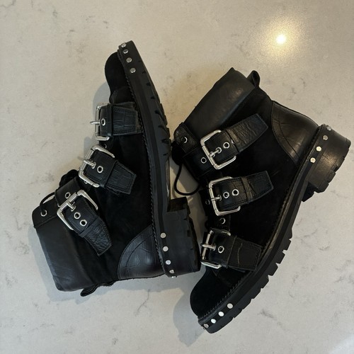 Topshop black leather ankle - black,