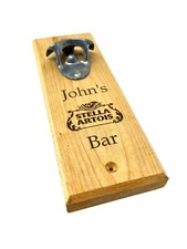Wall Wooden Bottle Opener Rustic Plaque Sign Decoration Bar Party Stand Pine Oak