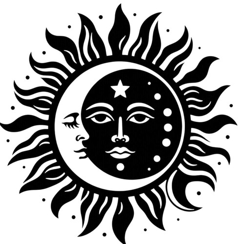 Sun and moon vinyl decal - and,