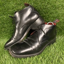 JEFFERY WEST Shoes Mens UK 8 Black Leather Chukka Boots Square Toe Cuban Heel
